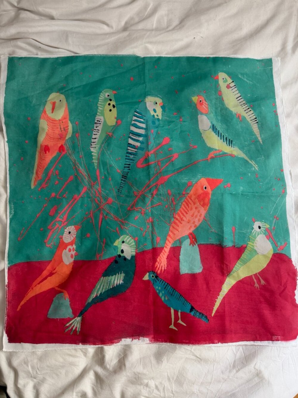 Lush Knot Wrap Mint and White with Birds